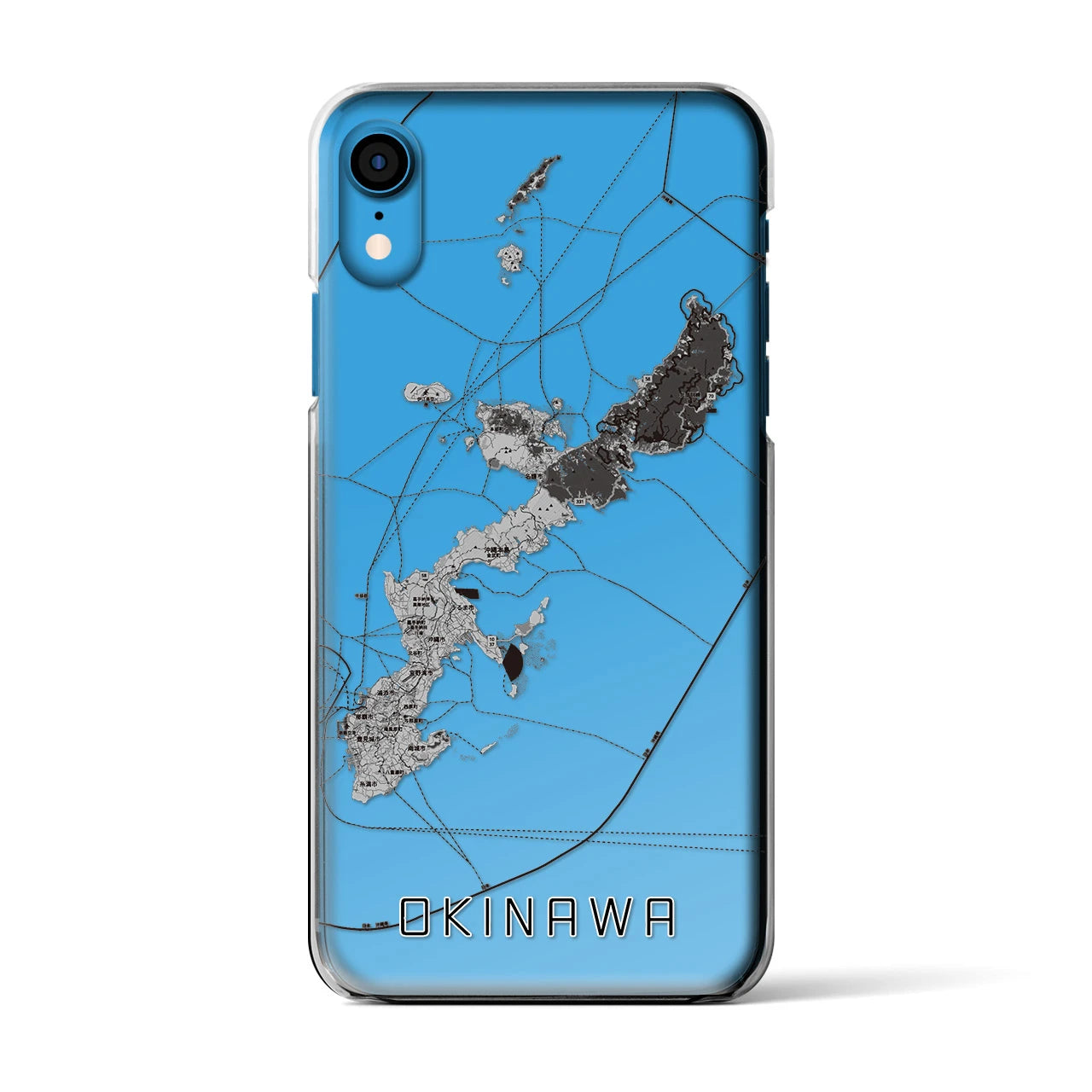 【沖縄2】地図柄iPhoneケース（クリアタイプ・モノトーン）iPhone XR 用
