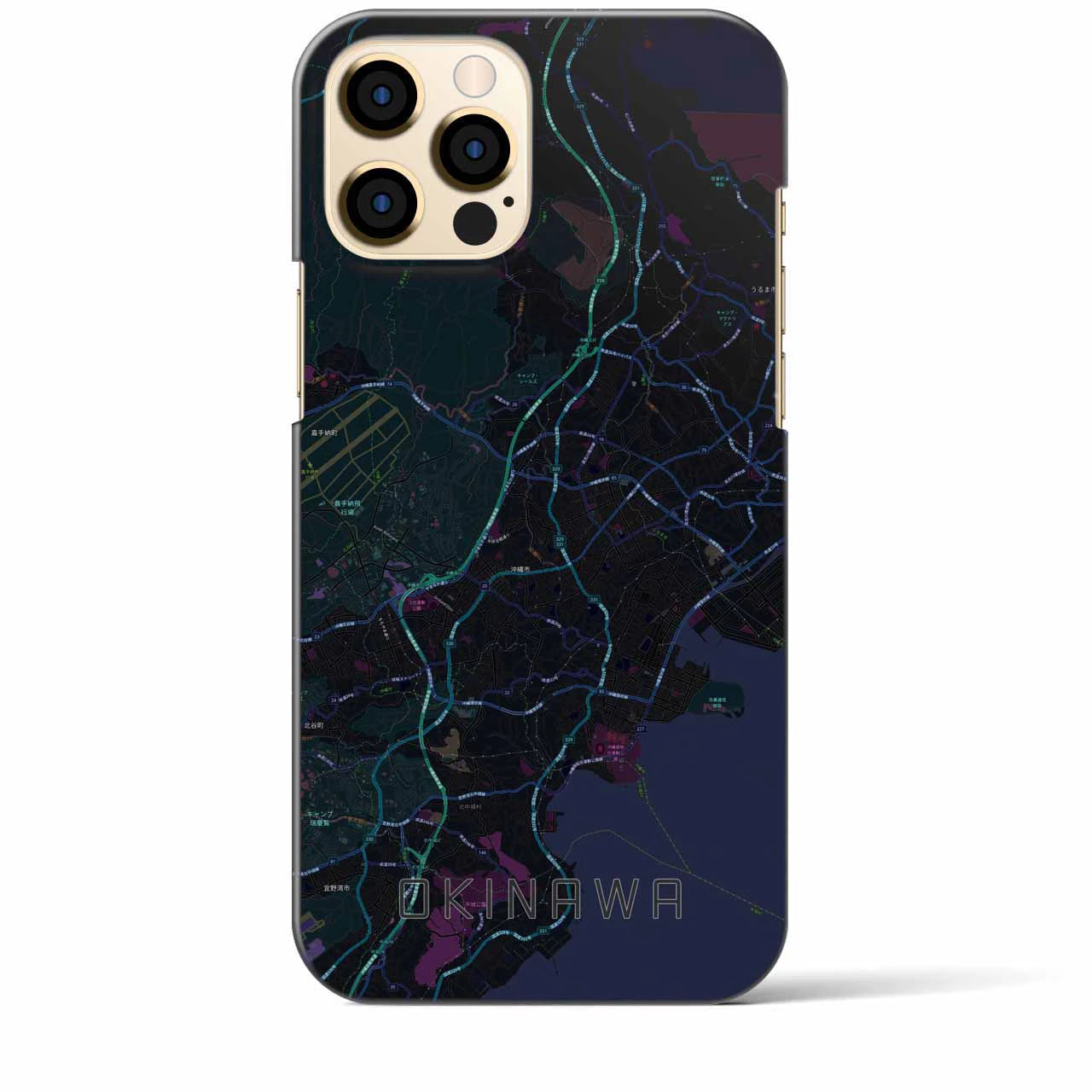 【沖縄】地図柄iPhoneケース（バックカバータイプ・ブラック）iPhone 12 Pro Max 用