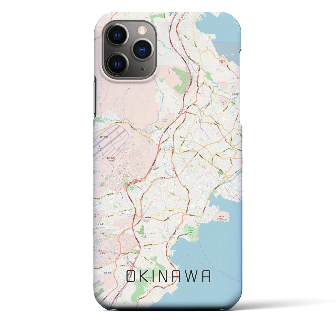 【沖縄】地図柄iPhoneケース（バックカバータイプ・ナチュラル）iPhone 11 Pro Max 用