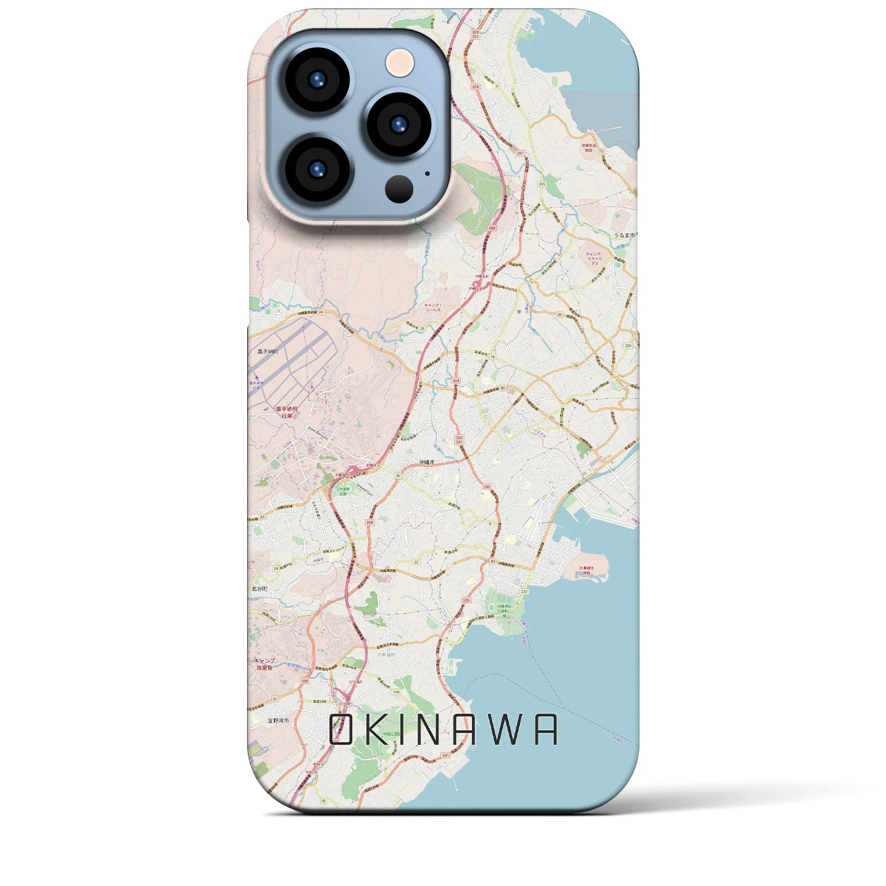 【沖縄】地図柄iPhoneケース（バックカバータイプ・ナチュラル）iPhone 13 Pro Max 用