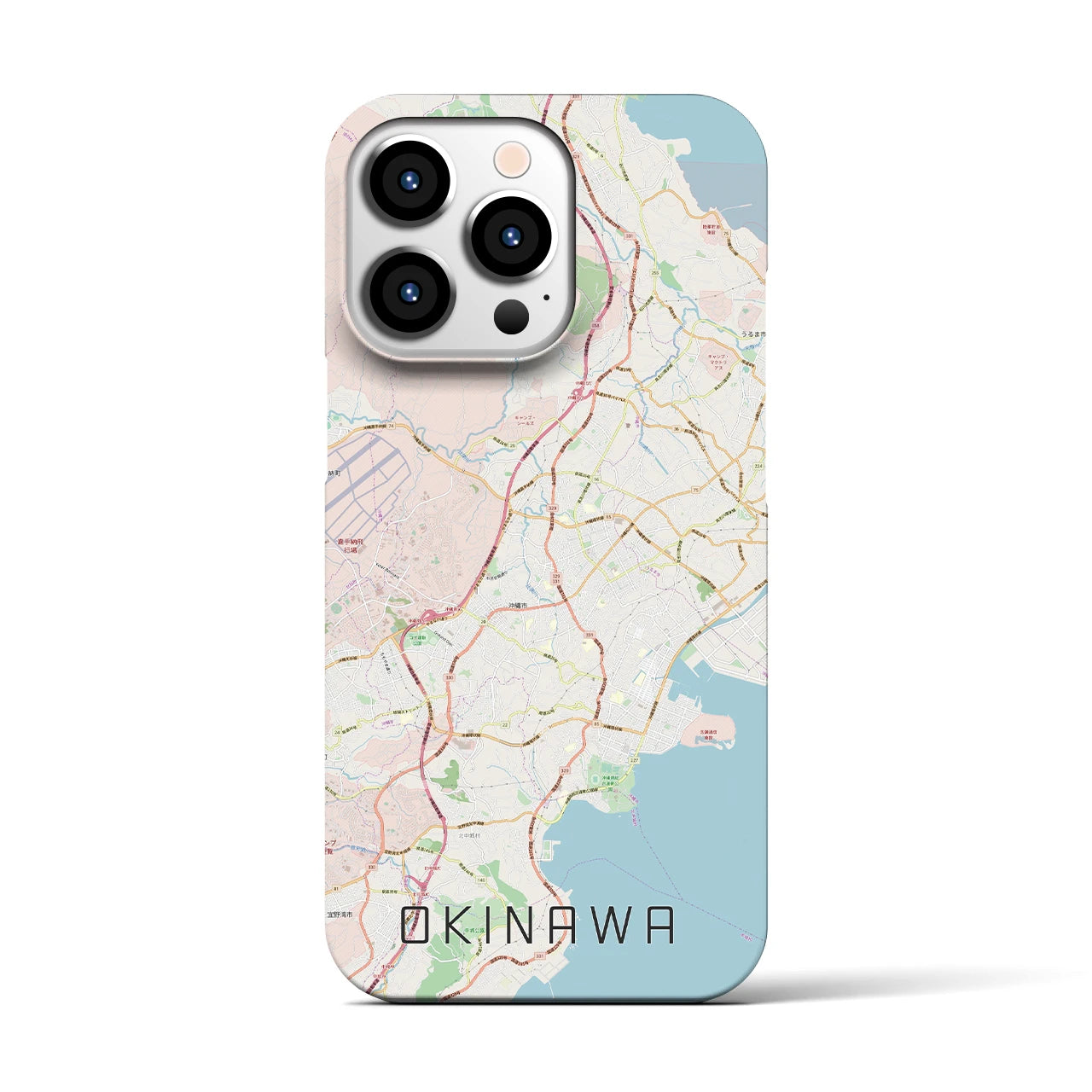 【沖縄】地図柄iPhoneケース（バックカバータイプ・ナチュラル）iPhone 13 Pro 用