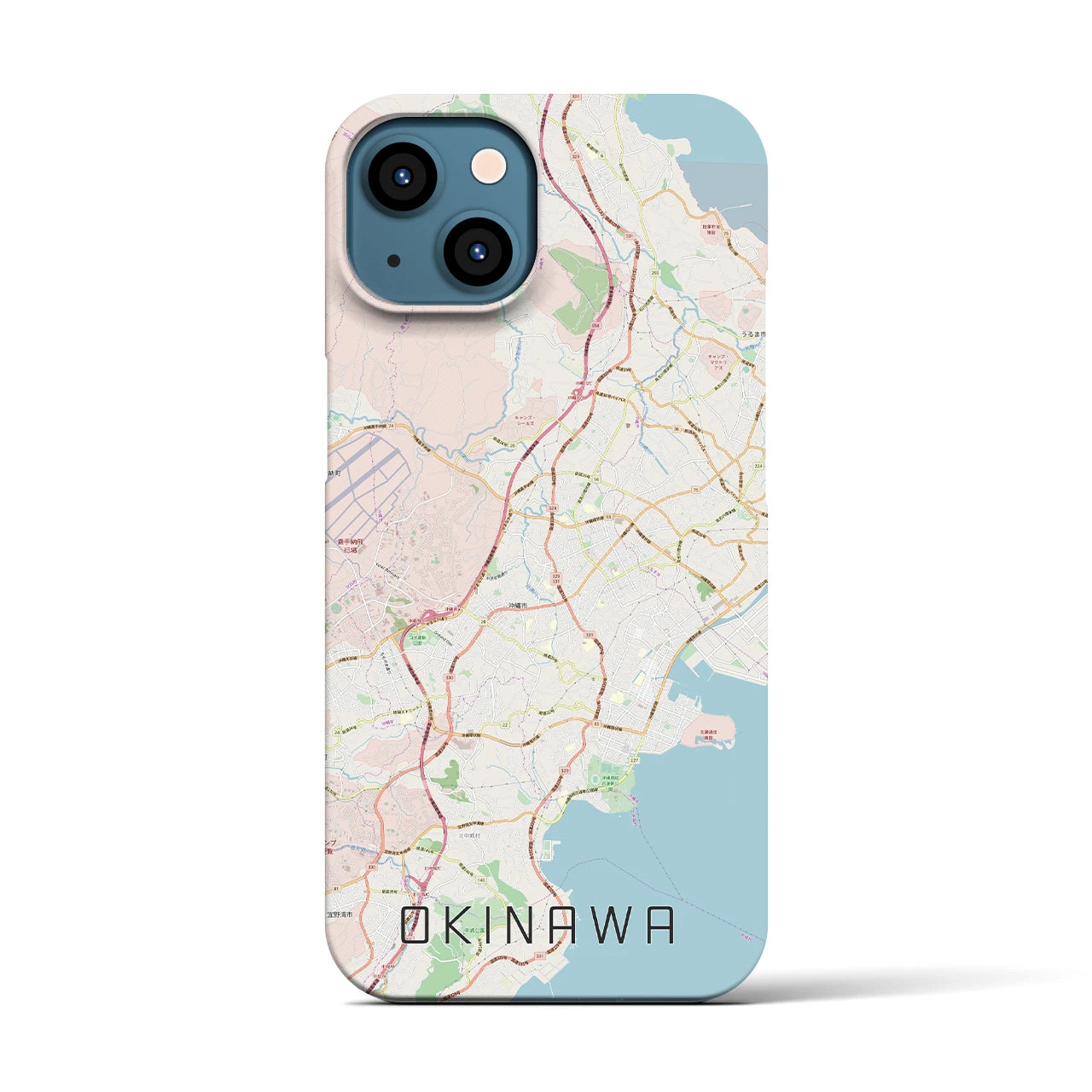 【沖縄】地図柄iPhoneケース（バックカバータイプ・ナチュラル）iPhone 13 用