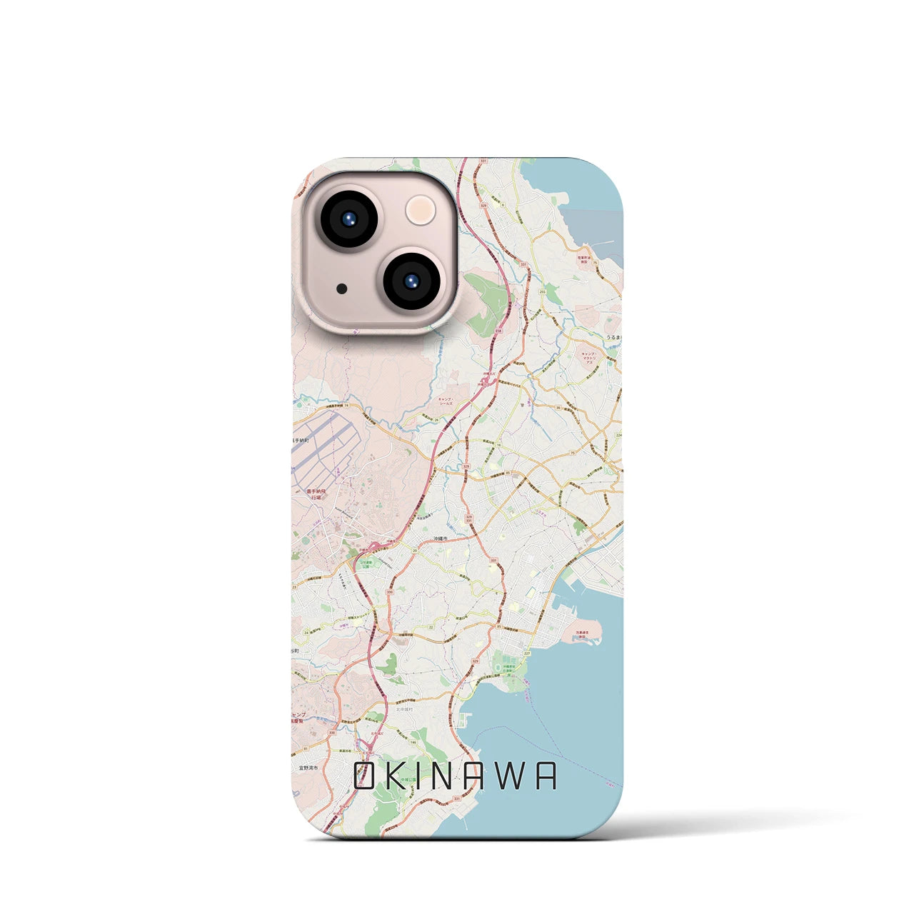 【沖縄】地図柄iPhoneケース（バックカバータイプ・ナチュラル）iPhone 13 mini 用