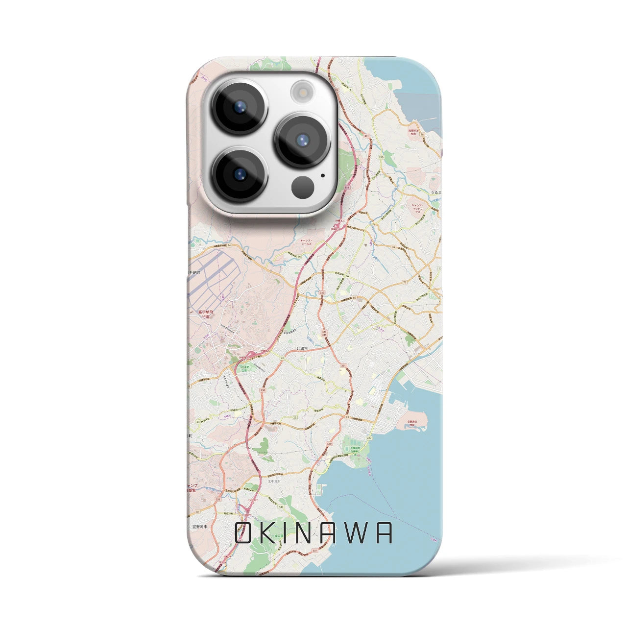 【沖縄】地図柄iPhoneケース（バックカバータイプ・ナチュラル）iPhone 14 Pro 用