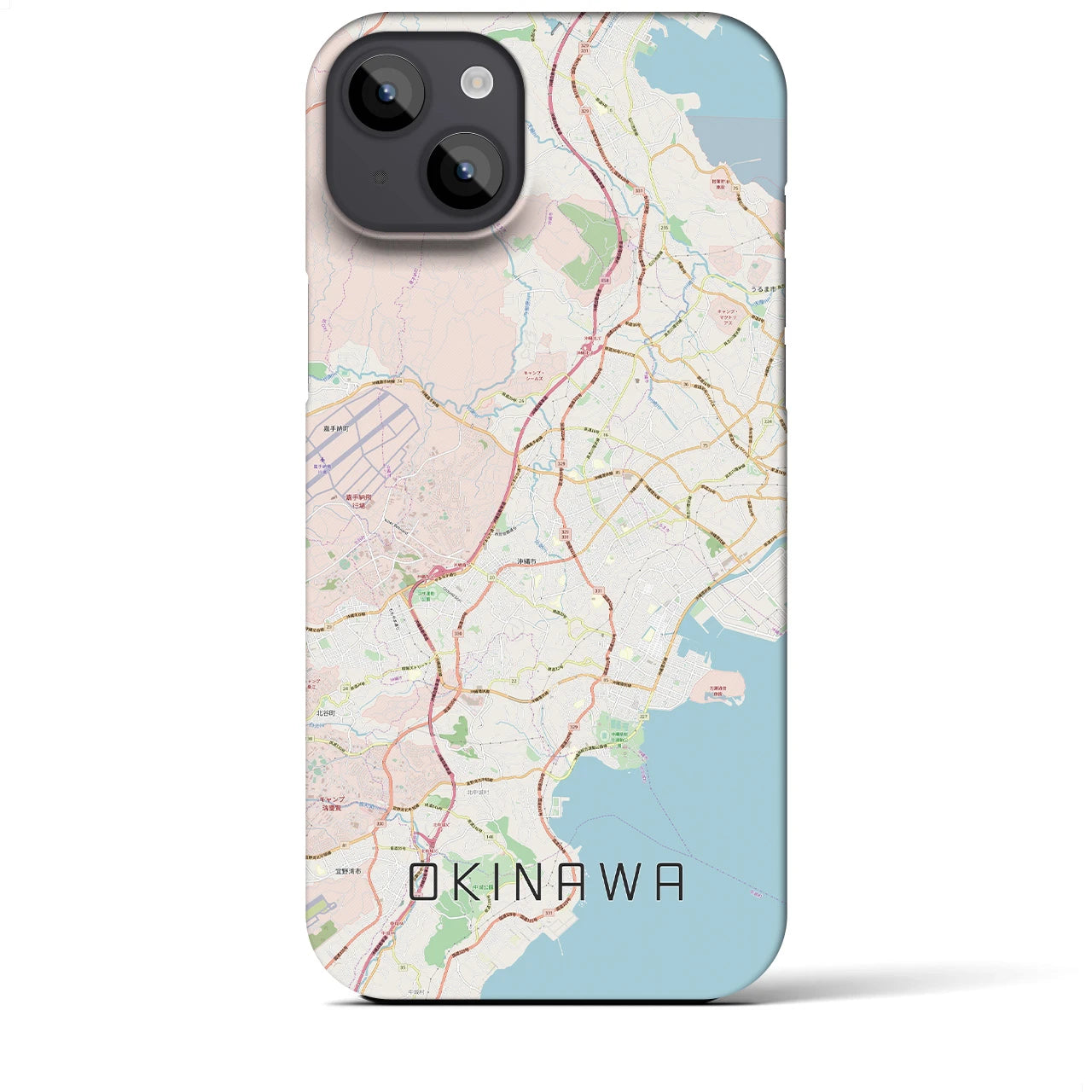 【沖縄】地図柄iPhoneケース（バックカバータイプ・ナチュラル）iPhone 14 Plus 用