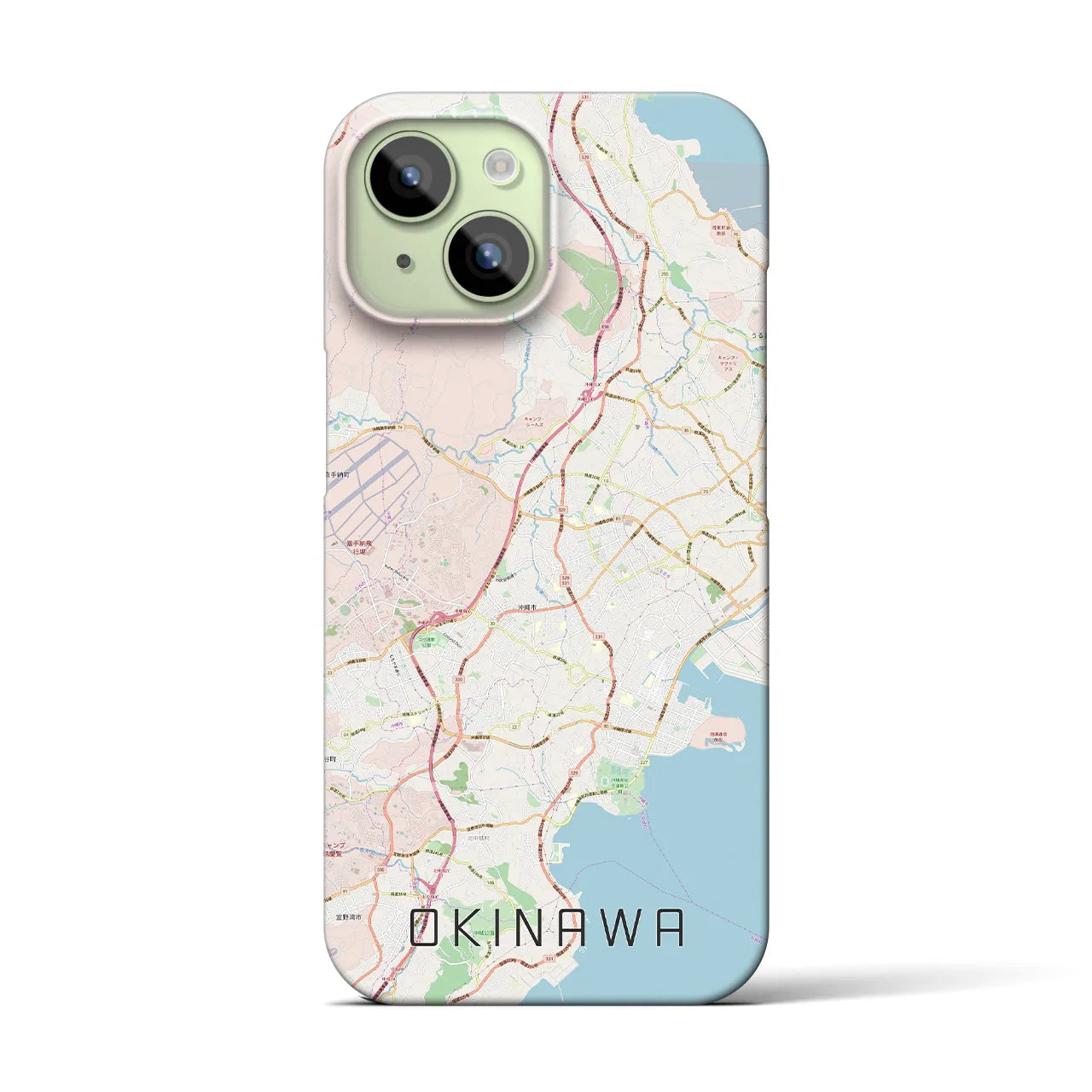 【沖縄】地図柄iPhoneケース（バックカバータイプ・ナチュラル）iPhone 15 用