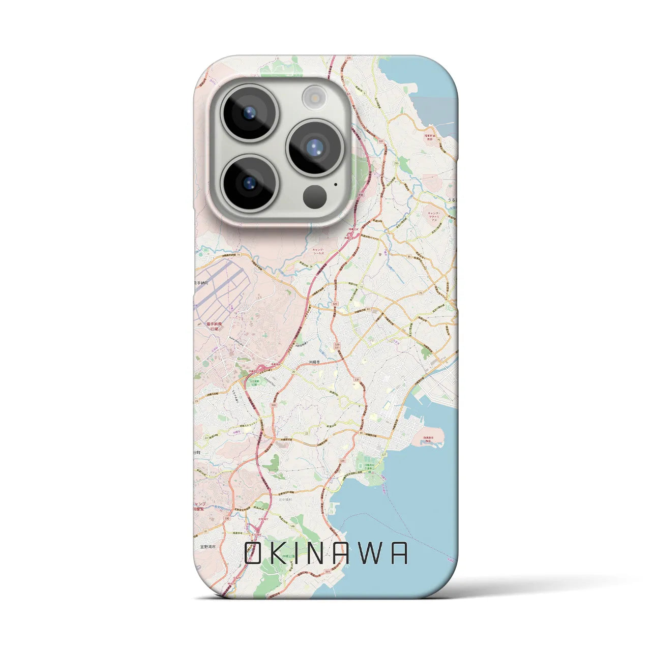 【沖縄】地図柄iPhoneケース（バックカバータイプ・ナチュラル）iPhone 15 Pro 用