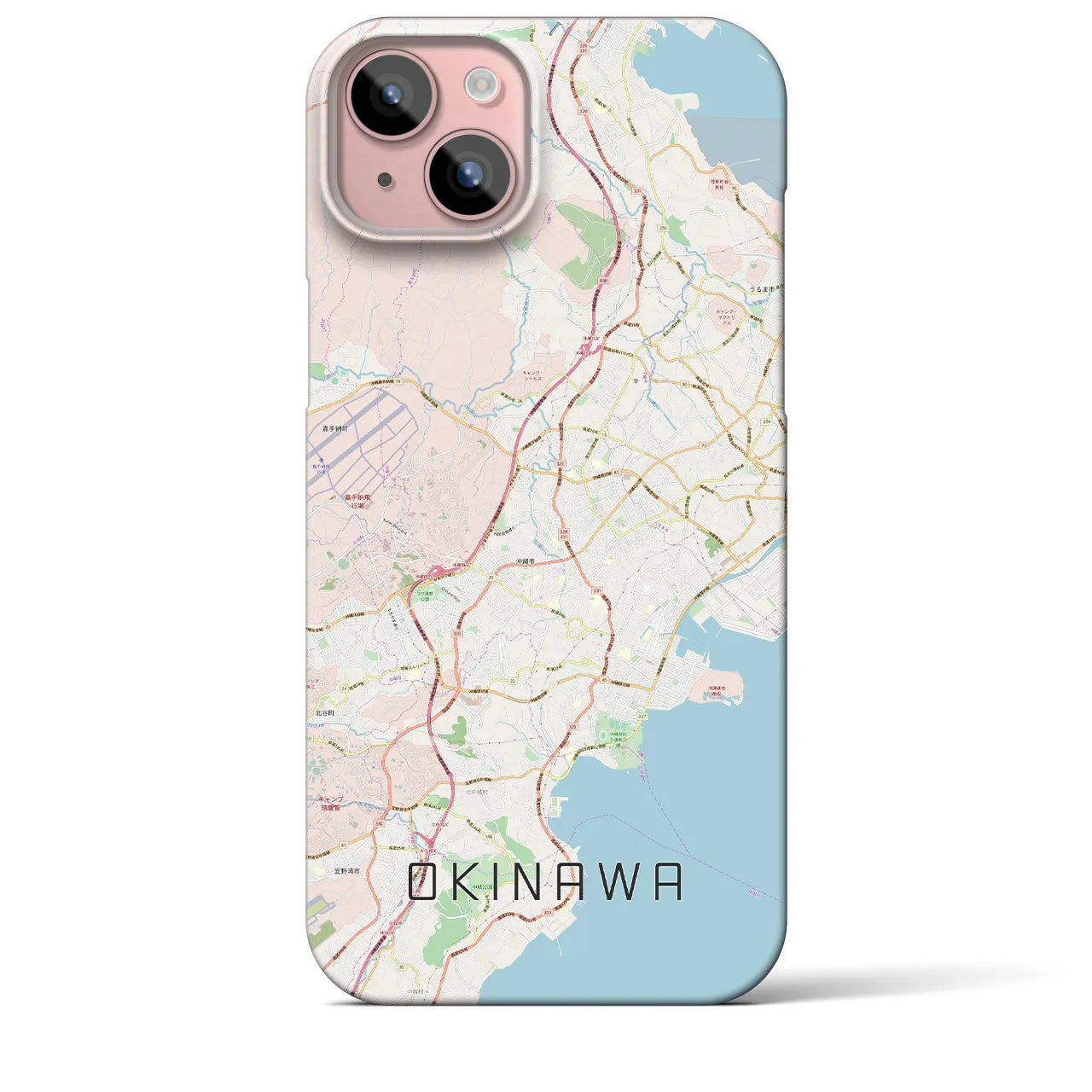 【沖縄】地図柄iPhoneケース（バックカバータイプ・ナチュラル）iPhone 15 Plus 用