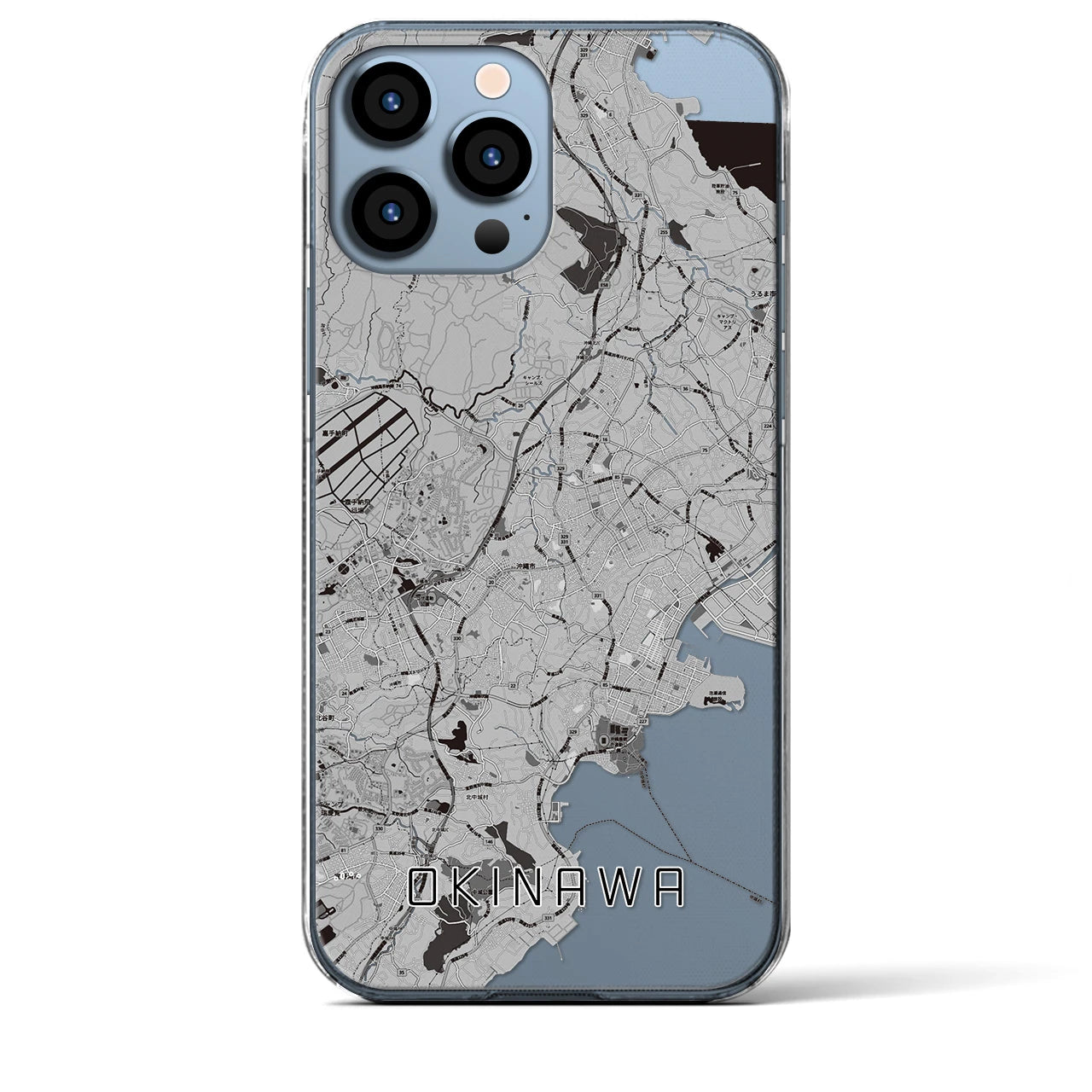 【沖縄】地図柄iPhoneケース（クリアタイプ・モノトーン）iPhone 13 Pro Max 用