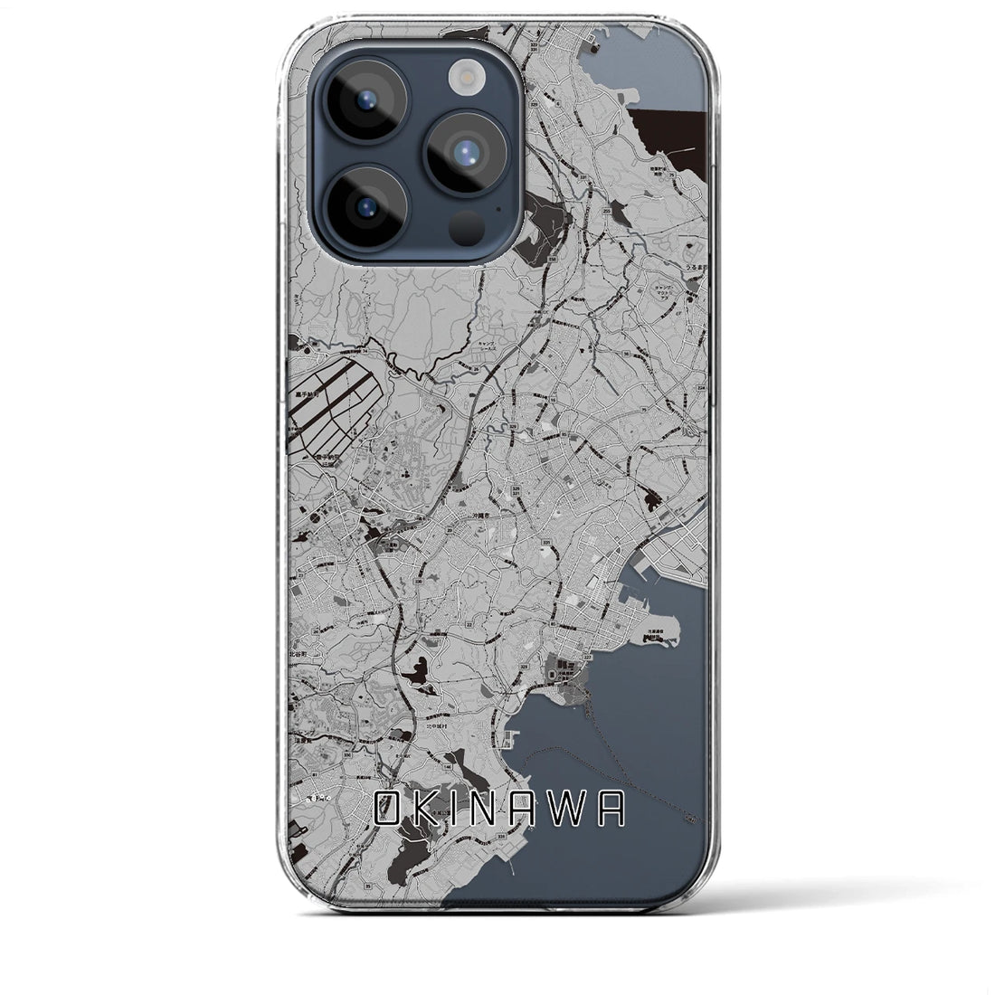 【沖縄】地図柄iPhoneケース（クリアタイプ・モノトーン）iPhone 15 Pro Max 用