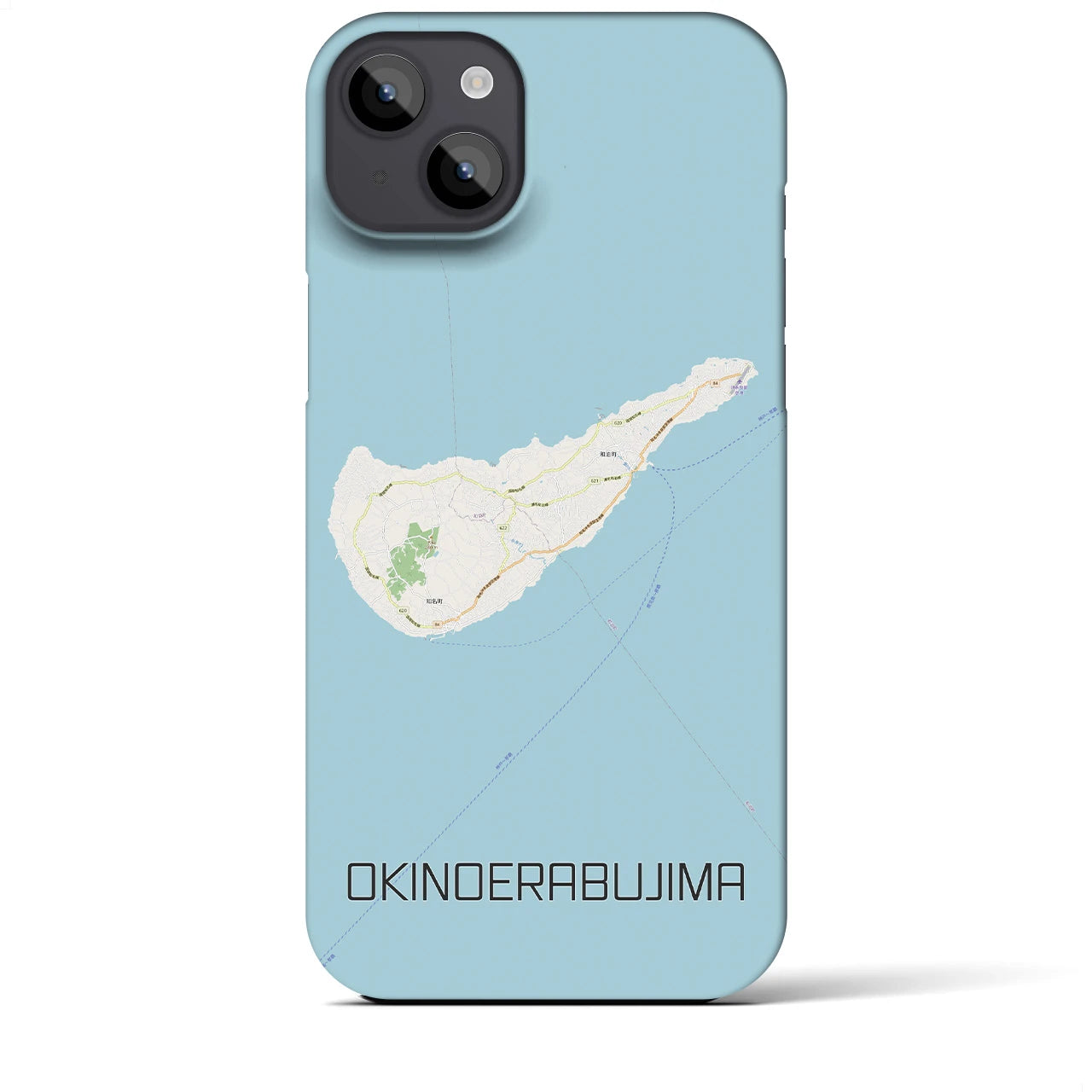 【沖永良部島】地図柄iPhoneケース（バックカバータイプ・ナチュラル）iPhone 14 Plus 用