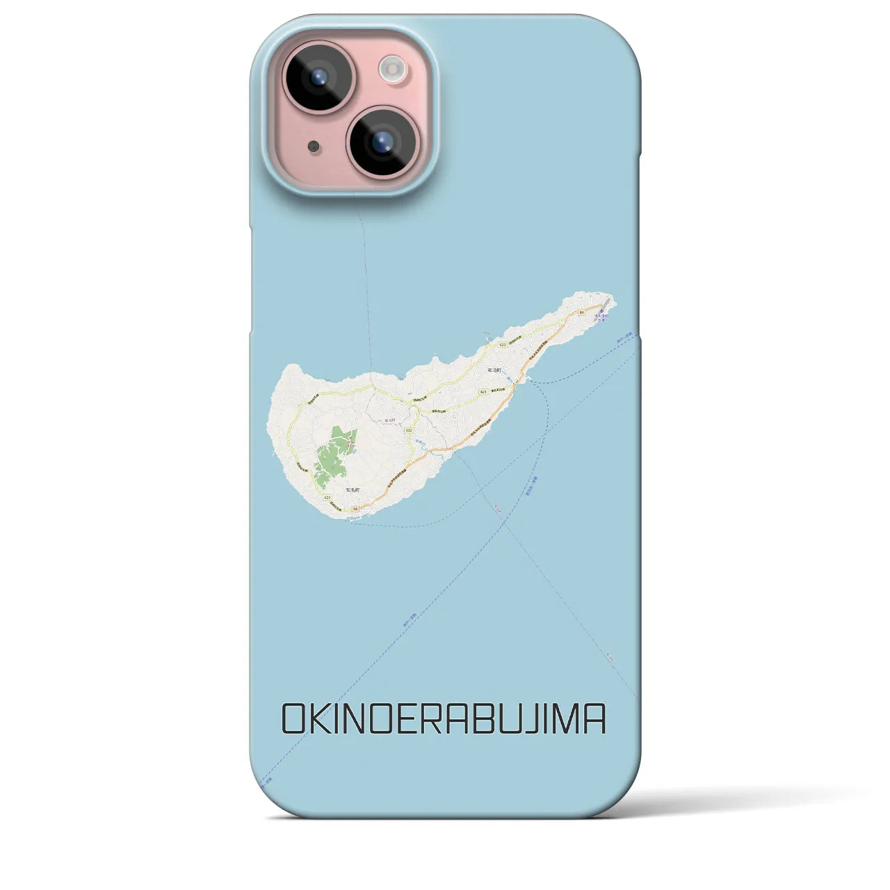 【沖永良部島】地図柄iPhoneケース（バックカバータイプ・ナチュラル）iPhone 15 Plus 用