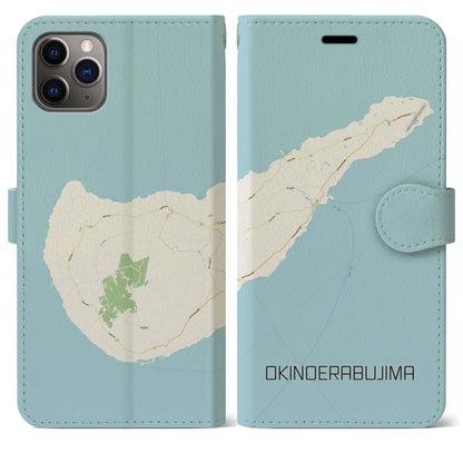 【沖永良部島（鹿児島県）】地図柄iPhoneケース（手帳タイプ）ナチュラル・iPhone 11 Pro Max 用