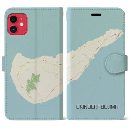 【沖永良部島（鹿児島県）】地図柄iPhoneケース（手帳タイプ）ナチュラル・iPhone 11 用