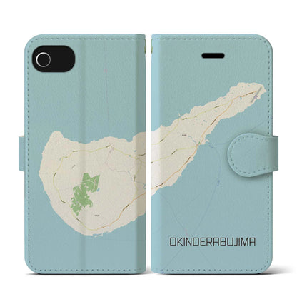 【沖永良部島（鹿児島県）】地図柄iPhoneケース（手帳タイプ）ナチュラル・iPhone SE（第3 / 第2世代） / 8 / 7 / 6s / 6 用