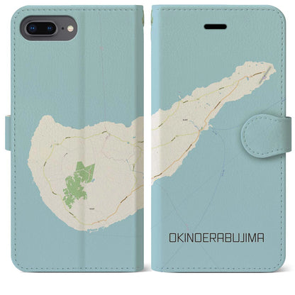 【沖永良部島（鹿児島県）】地図柄iPhoneケース（手帳タイプ）ナチュラル・iPhone 8Plus /7Plus / 6sPlus / 6Plus 用