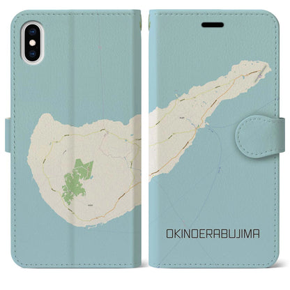 【沖永良部島（鹿児島県）】地図柄iPhoneケース（手帳タイプ）ナチュラル・iPhone XS Max 用