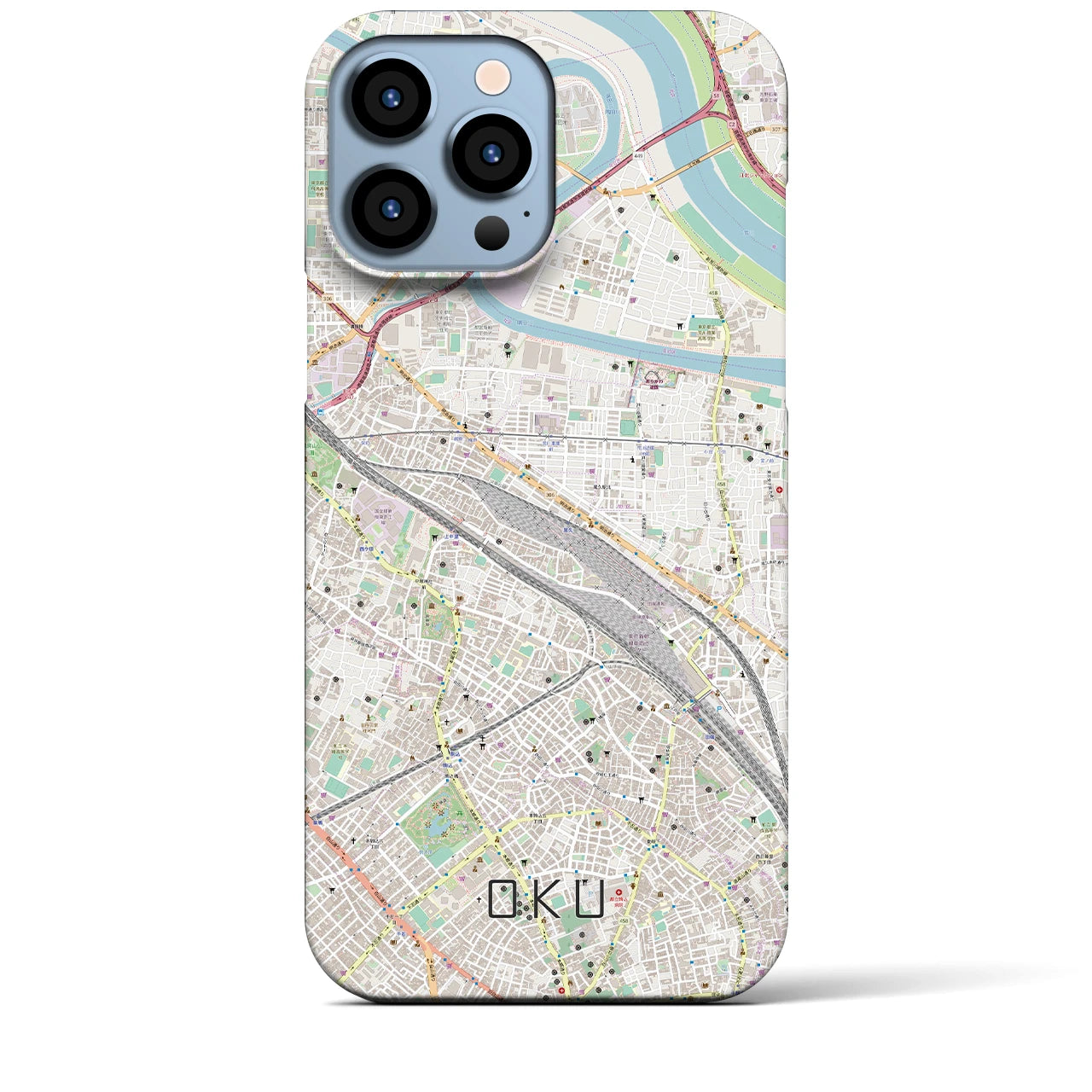 【尾久】地図柄iPhoneケース（バックカバータイプ・ナチュラル）iPhone 13 Pro Max 用