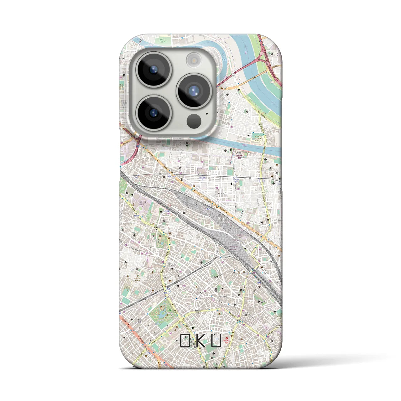 【尾久】地図柄iPhoneケース（バックカバータイプ・ナチュラル）iPhone 15 Pro 用