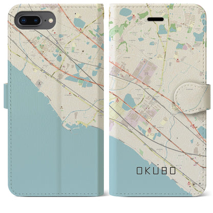 【大久保（兵庫県）】地図柄iPhoneケース（手帳タイプ）ナチュラル・iPhone 8Plus /7Plus / 6sPlus / 6Plus 用