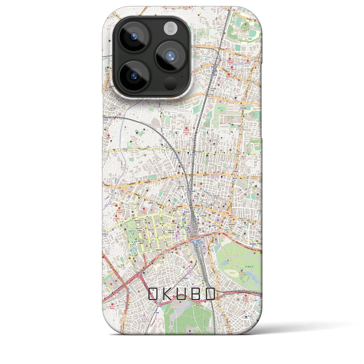 【大久保】地図柄iPhoneケース（バックカバータイプ・ナチュラル）iPhone 15 Pro Max 用