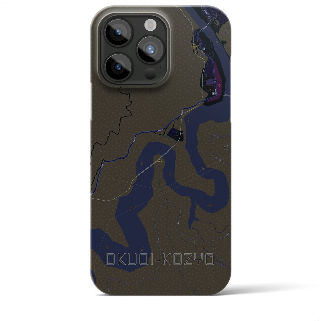 【奥大井湖上】地図柄iPhoneケース（バックカバータイプ・ブラック）iPhone 15 Pro Max 用