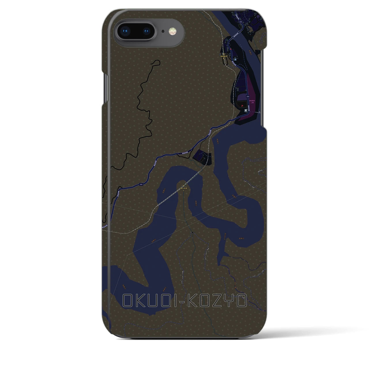 【奥大井湖上】地図柄iPhoneケース（バックカバータイプ・ブラック）iPhone 8Plus /7Plus / 6sPlus / 6Plus 用