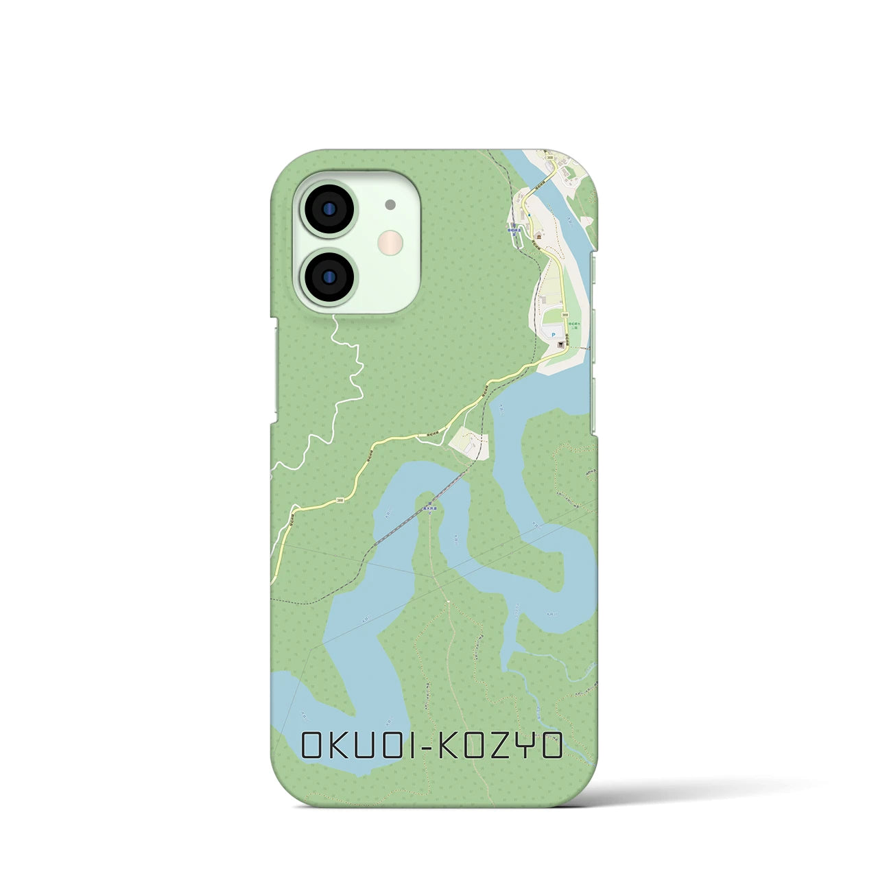【奥大井湖上】地図柄iPhoneケース（バックカバータイプ・ナチュラル）iPhone 12 mini 用