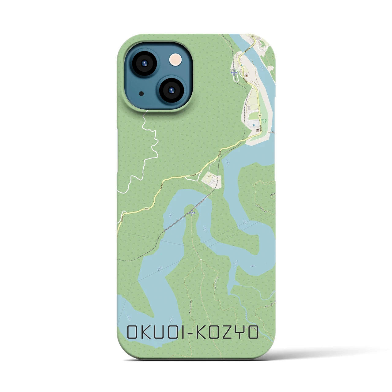 【奥大井湖上】地図柄iPhoneケース（バックカバータイプ・ナチュラル）iPhone 13 用