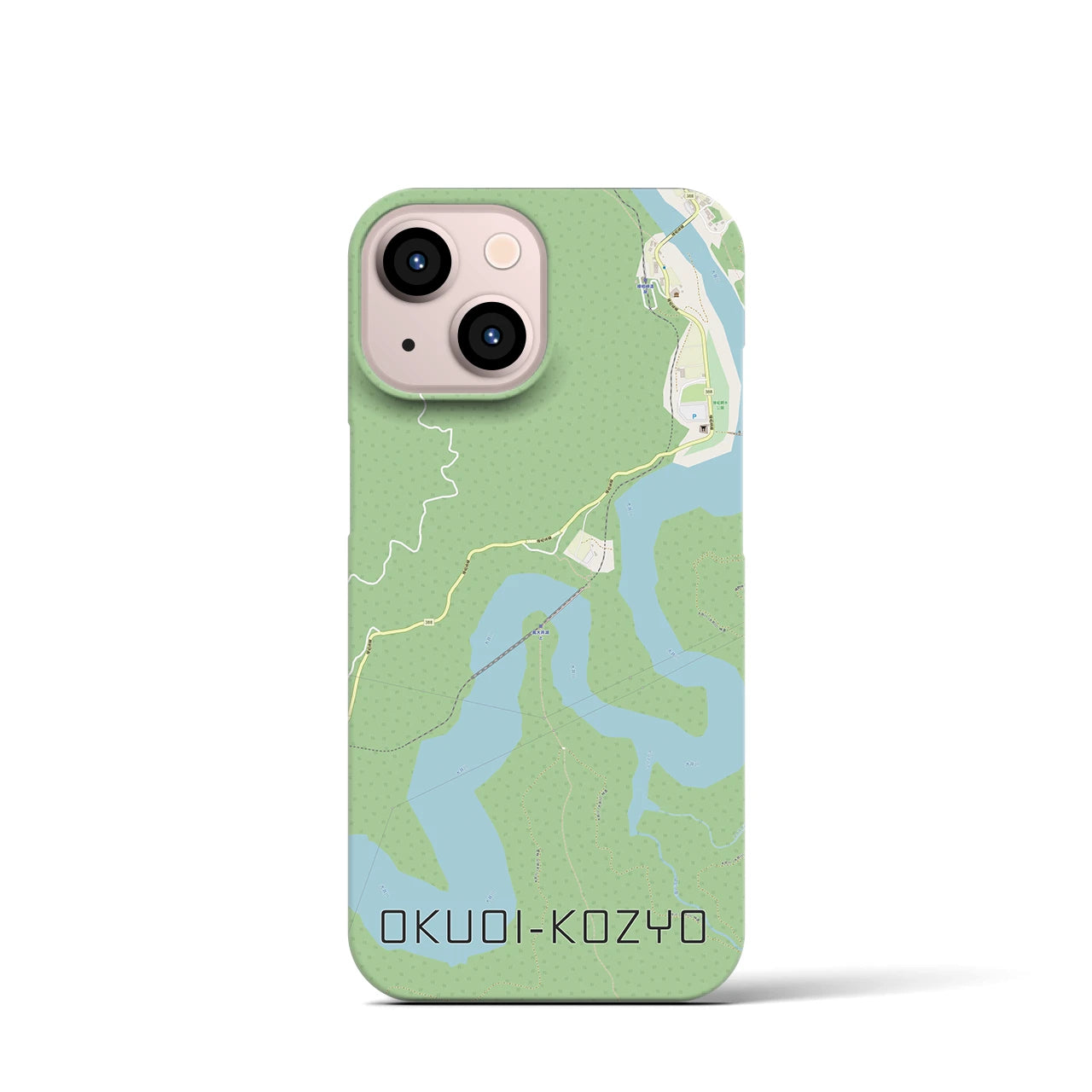 【奥大井湖上】地図柄iPhoneケース（バックカバータイプ・ナチュラル）iPhone 13 mini 用