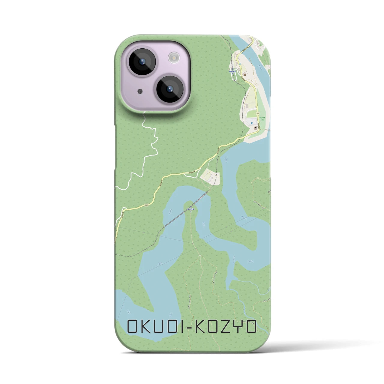 【奥大井湖上】地図柄iPhoneケース（バックカバータイプ・ナチュラル）iPhone 14 用