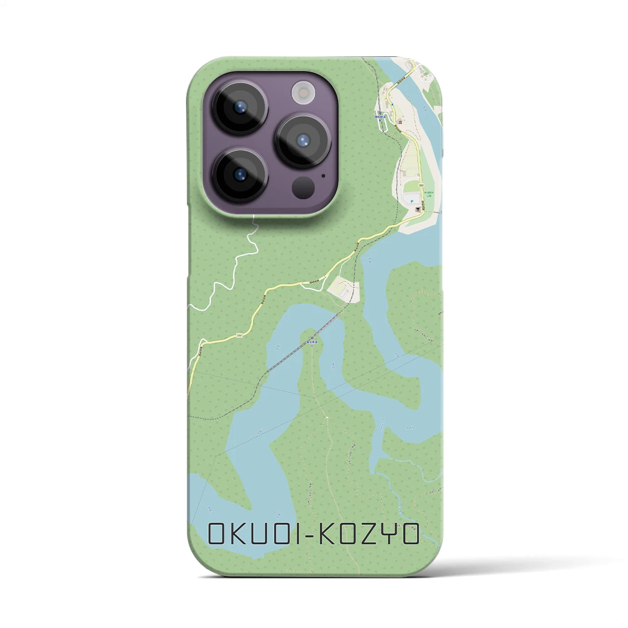 【奥大井湖上】地図柄iPhoneケース（バックカバータイプ・ナチュラル）iPhone 14 Pro 用