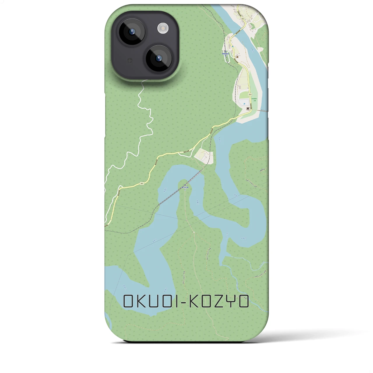 【奥大井湖上】地図柄iPhoneケース（バックカバータイプ・ナチュラル）iPhone 14 Plus 用