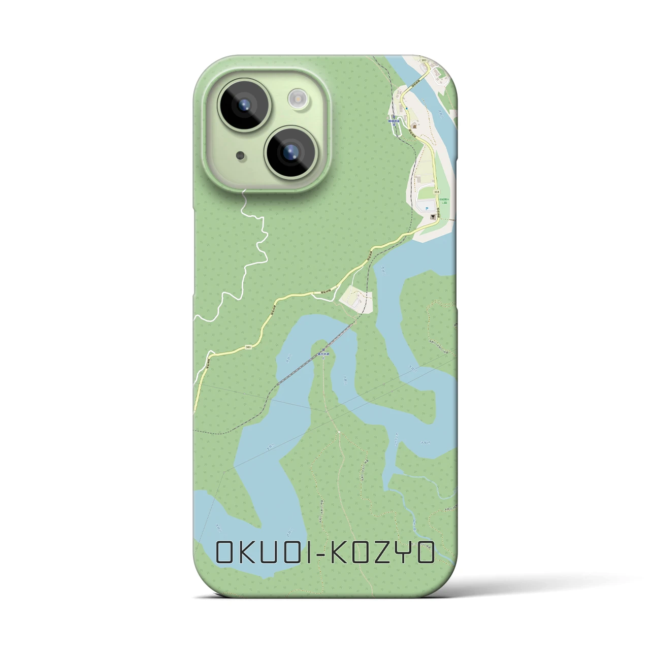 【奥大井湖上】地図柄iPhoneケース（バックカバータイプ・ナチュラル）iPhone 15 用