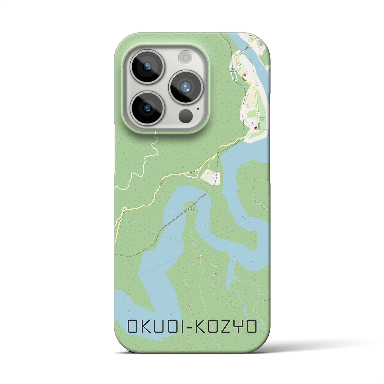【奥大井湖上】地図柄iPhoneケース（バックカバータイプ・ナチュラル）iPhone 15 Pro 用
