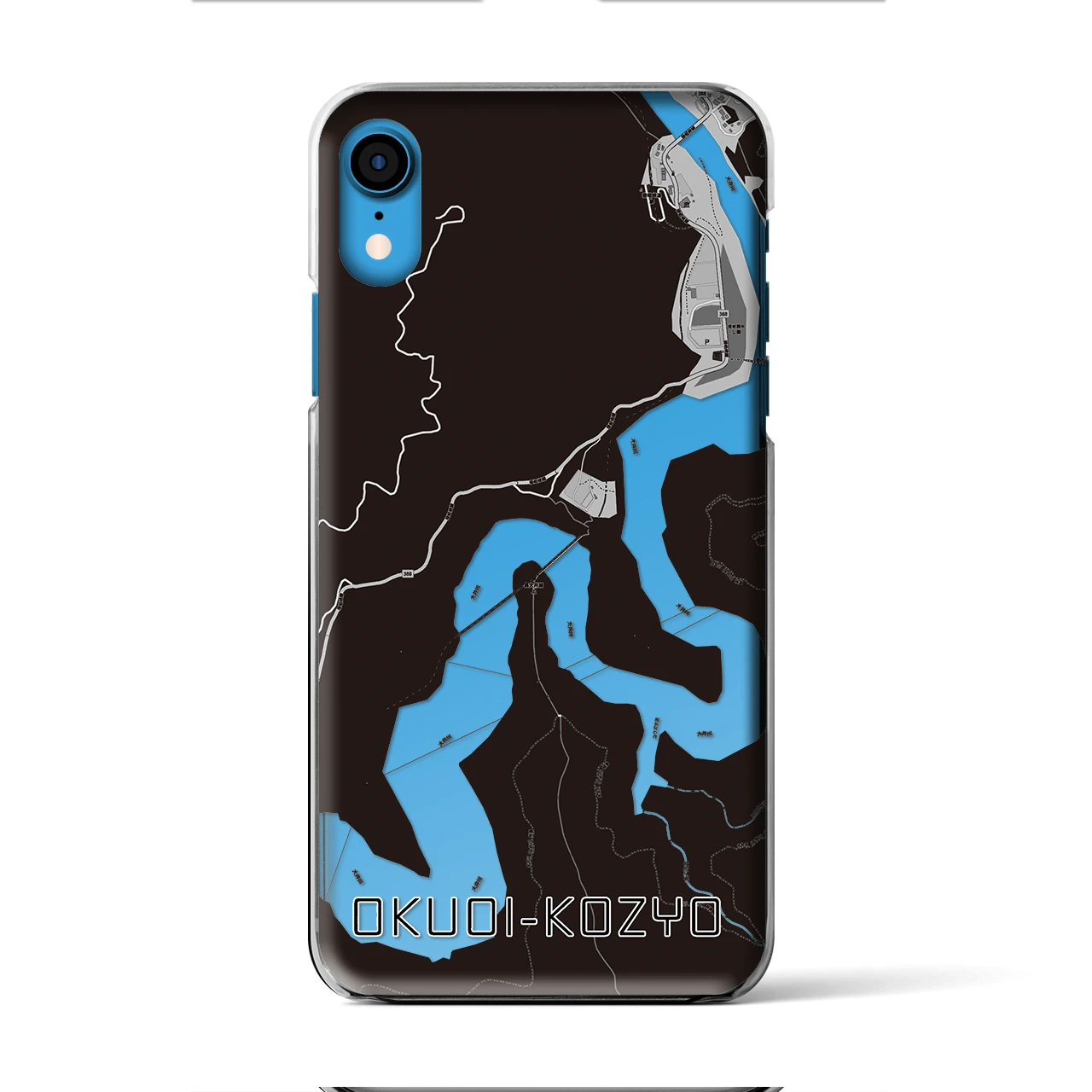 【奥大井湖上】地図柄iPhoneケース（クリアタイプ・モノトーン）iPhone XR 用