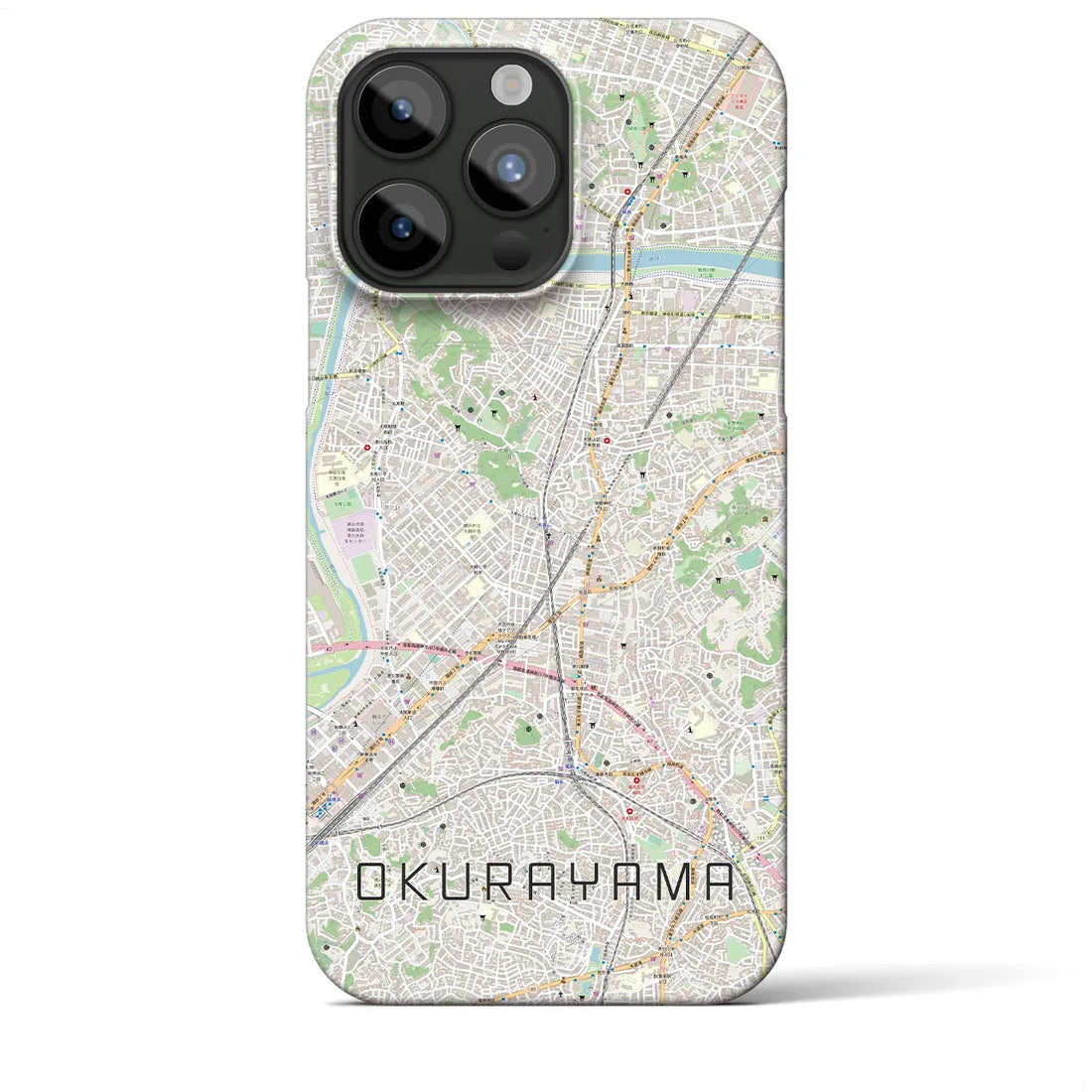 【大倉山】地図柄iPhoneケース（バックカバータイプ・ナチュラル）iPhone 15 Pro Max 用