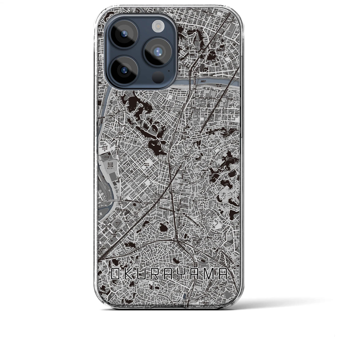 【大倉山】地図柄iPhoneケース（クリアタイプ・モノトーン）iPhone 15 Pro Max 用