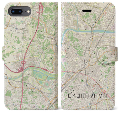 【大倉山（神奈川県）】地図柄iPhoneケース（手帳タイプ）ナチュラル・iPhone 8Plus /7Plus / 6sPlus / 6Plus 用