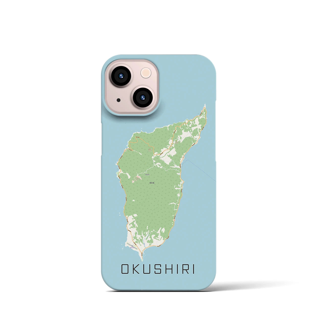 【奥尻】地図柄iPhoneケース（バックカバータイプ・ナチュラル）iPhone 13 mini 用