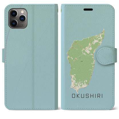 【奥尻（北海道）】地図柄iPhoneケース（手帳タイプ）ナチュラル・iPhone 11 Pro Max 用