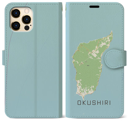 【奥尻（北海道）】地図柄iPhoneケース（手帳タイプ）ナチュラル・iPhone 12 Pro Max 用
