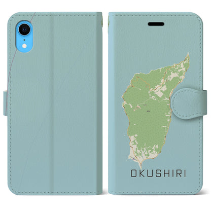 【奥尻（北海道）】地図柄iPhoneケース（手帳タイプ）ナチュラル・iPhone XR 用