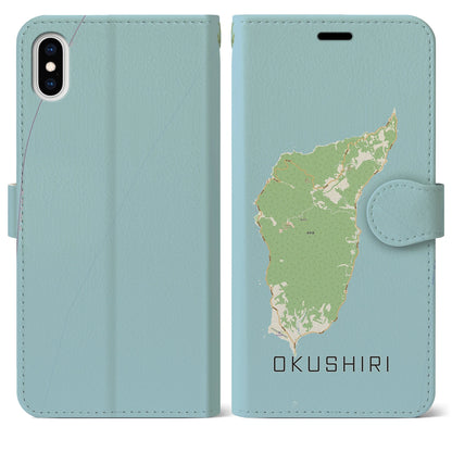 【奥尻（北海道）】地図柄iPhoneケース（手帳タイプ）ナチュラル・iPhone XS Max 用