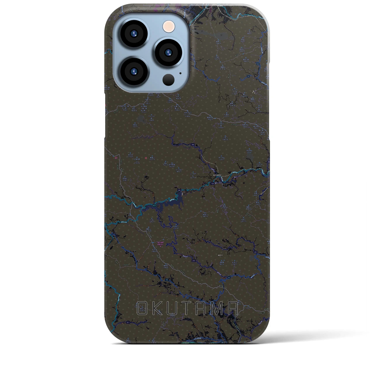 【奥多摩】地図柄iPhoneケース（バックカバータイプ・ブラック）iPhone 13 Pro Max 用