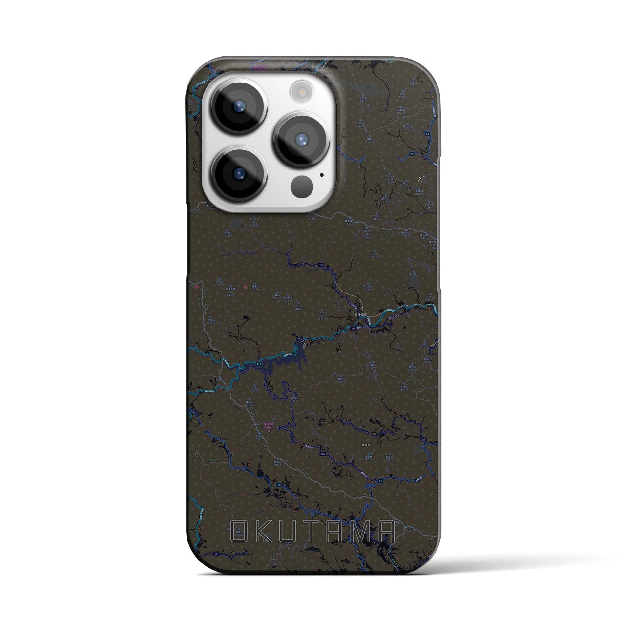 【奥多摩】地図柄iPhoneケース（バックカバータイプ・ブラック）iPhone 14 Pro 用