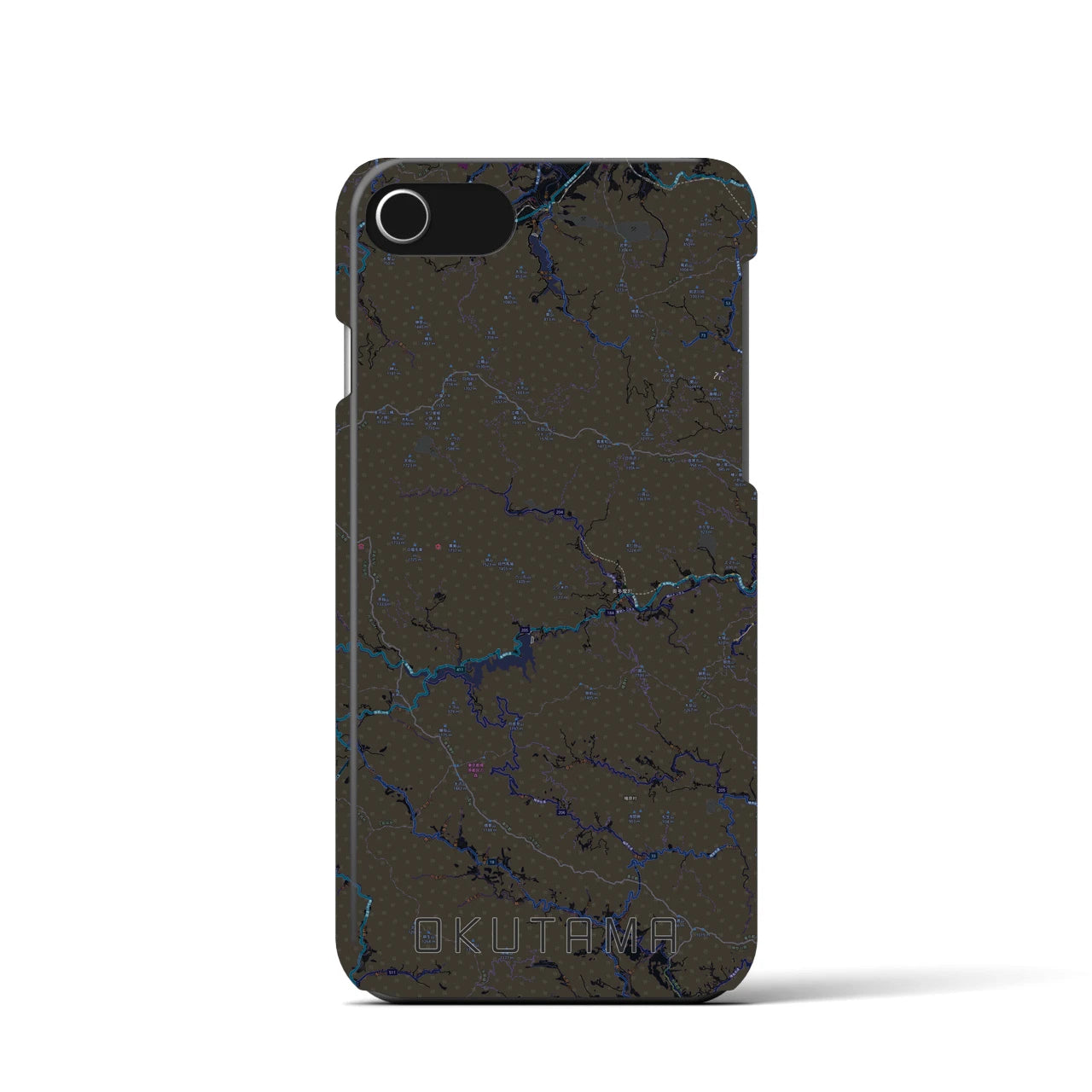 【奥多摩】地図柄iPhoneケース（バックカバータイプ・ブラック）iPhone SE（第3 / 第2世代） / 8 / 7 / 6s / 6 用