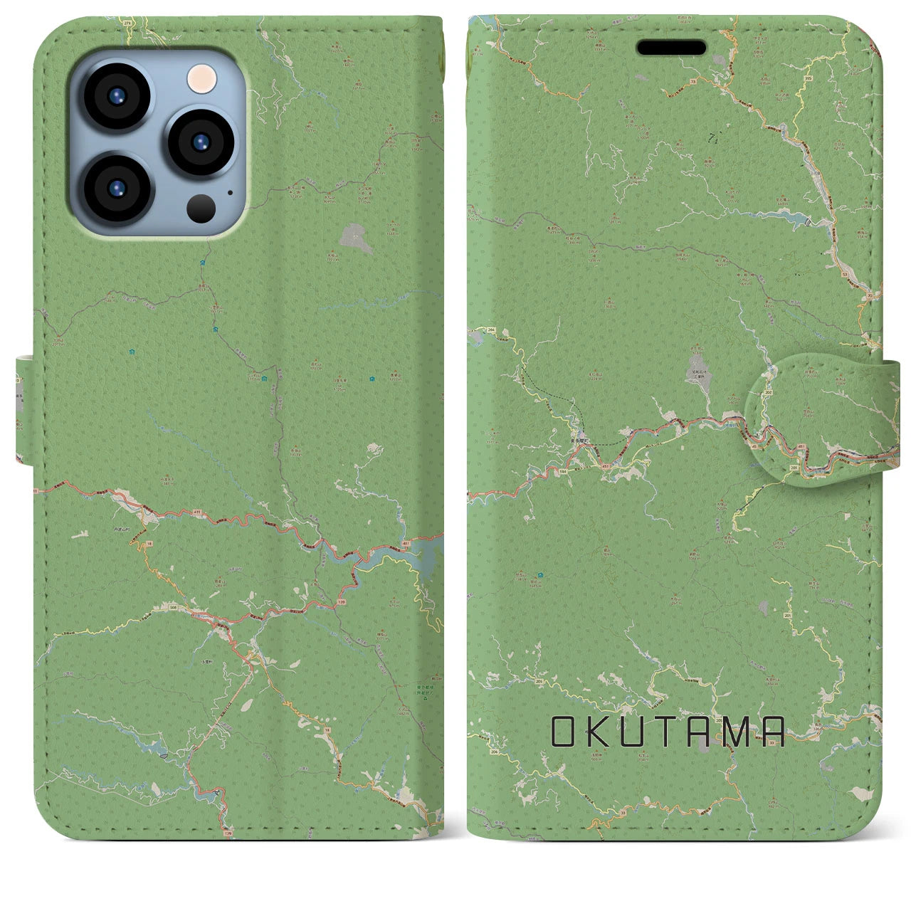 【奥多摩】地図柄iPhoneケース（手帳両面タイプ・ナチュラル）iPhone 13 Pro Max 用