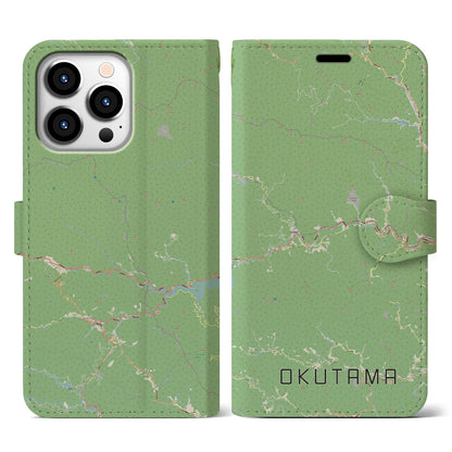 【奥多摩（東京都）】地図柄iPhoneケース（手帳タイプ）ナチュラル・iPhone 13 Pro 用