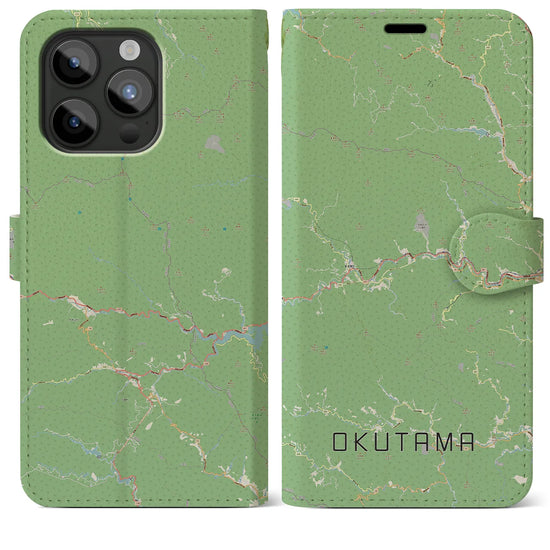 【奥多摩】地図柄iPhoneケース（手帳両面タイプ・ナチュラル）iPhone 15 Pro Max 用